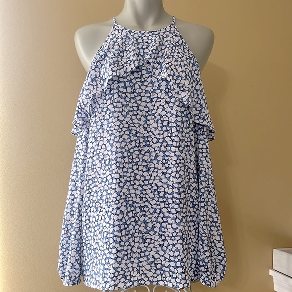 MICHAEL Michael Kors Gray Ruffled Relaxed Blouse - Picture 1 of 16